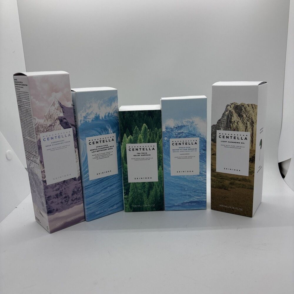 SKIN1004 Madagascar Centella Skincare Lot (5 Pcs) K-Beauty Sunscreen Cleanser